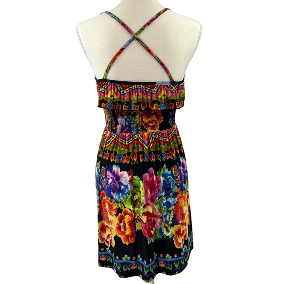 XXI Open Multi-color Floral Ruffle Boho Hawaiian Dress Size Small - Picture 5 of 11